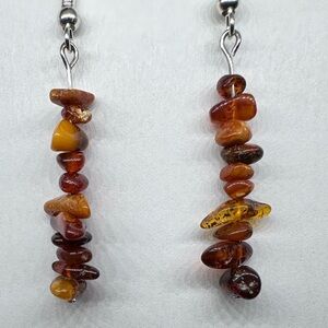 Amber earring Beaded Dangle handmade